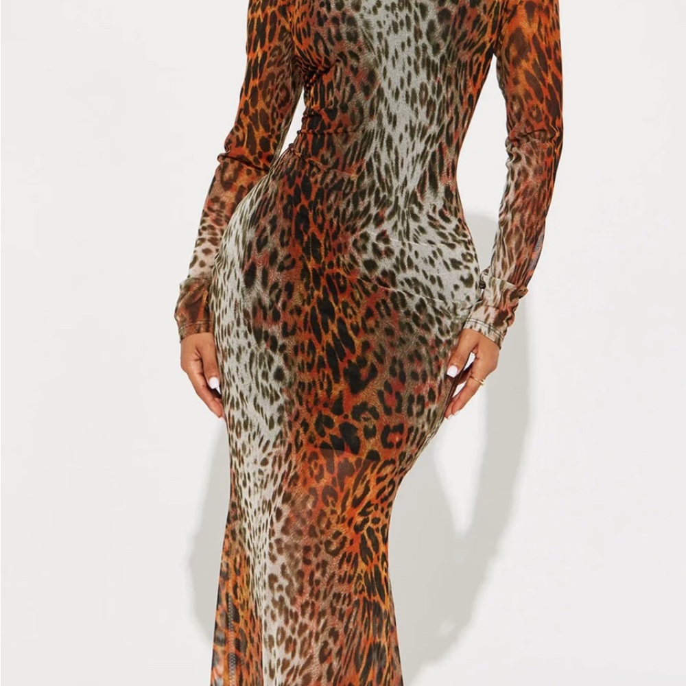 Fashion Nova Orange Mock Neck Bodycon Maxi Dress
